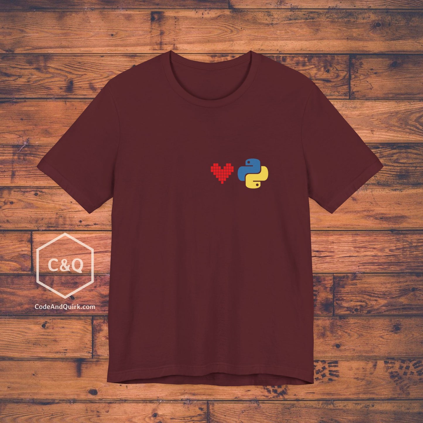 Python Logo and Heart understated programmer's T-Shirt
