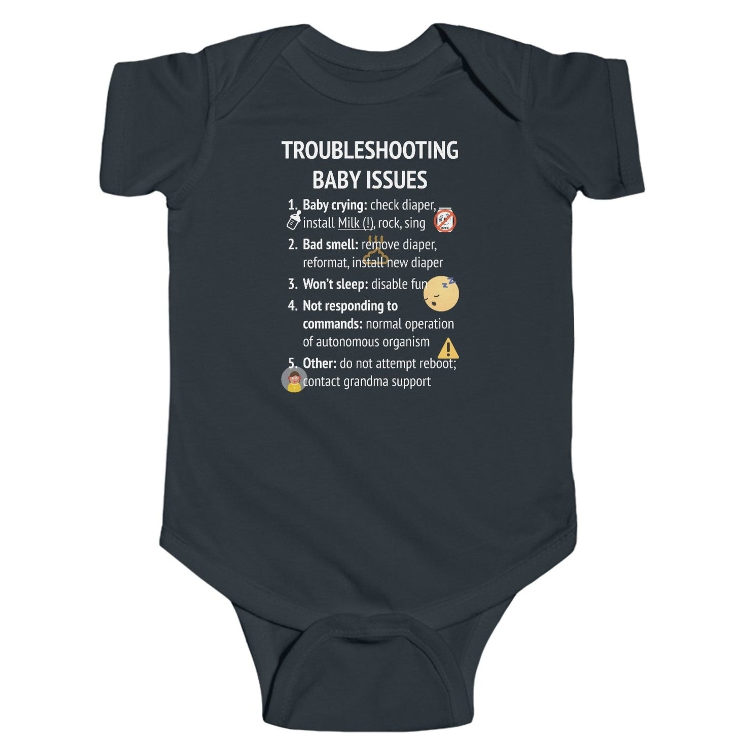 Baby Issue Troubleshooting Steps, Geeky Fine Jersey Baby Bodysuit