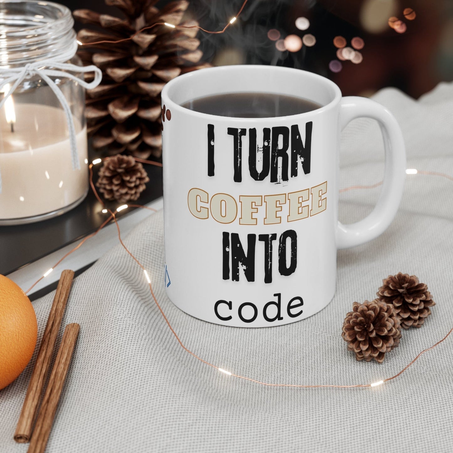 Mug 11oz Geeky mug for coders: I turn coffee into code