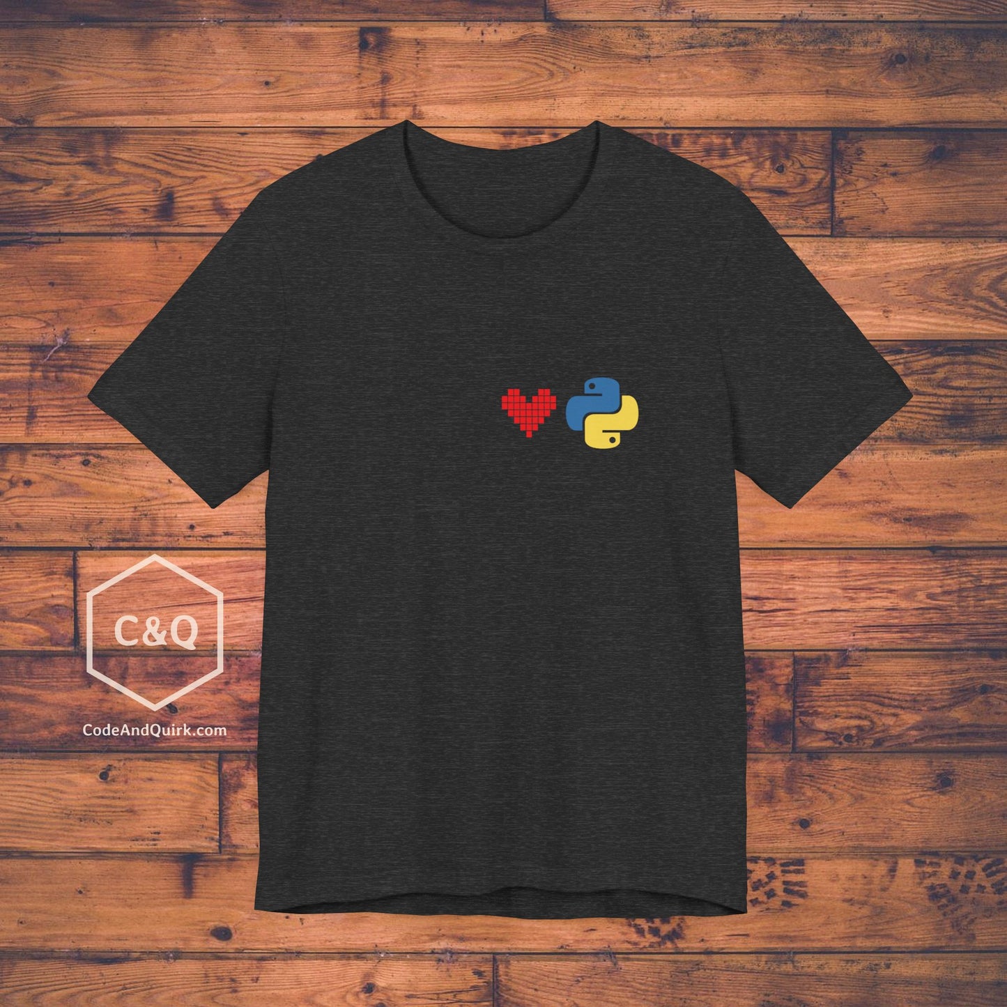Python Logo and Heart understated programmer's T-Shirt