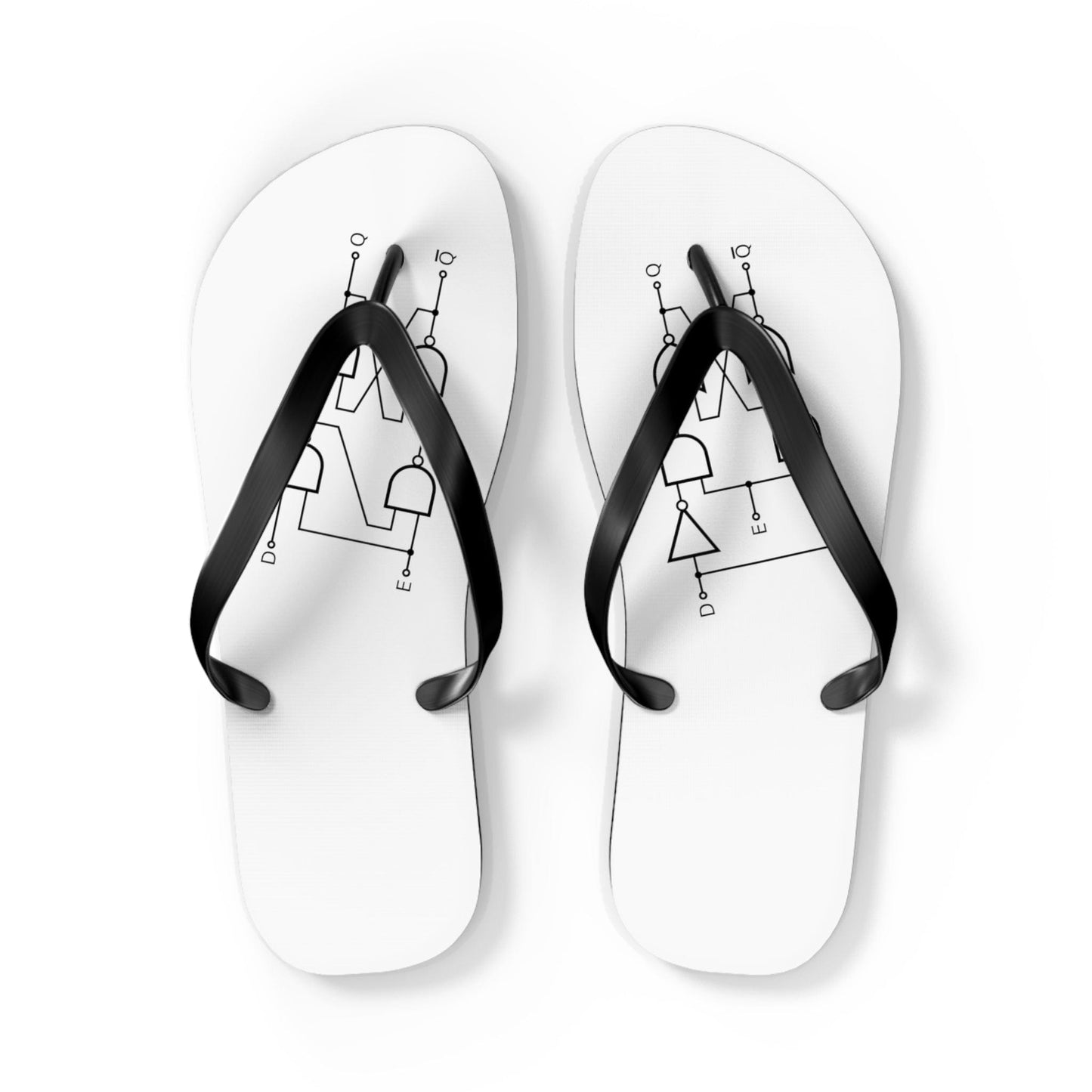 Shoes L / Black sole Flip Flops with a flip-flop schematic