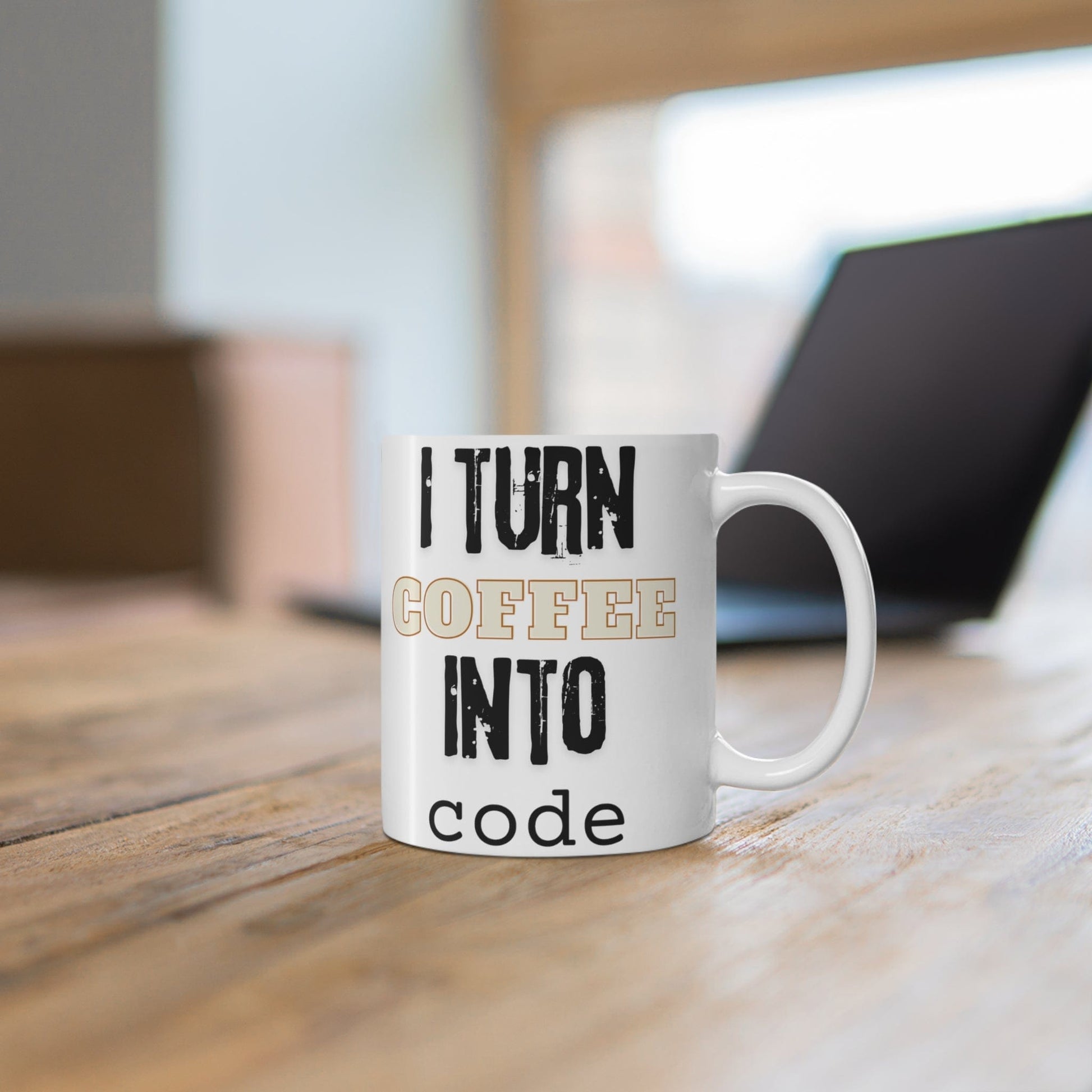 Mug 11oz Geeky mug for coders: I turn coffee into code