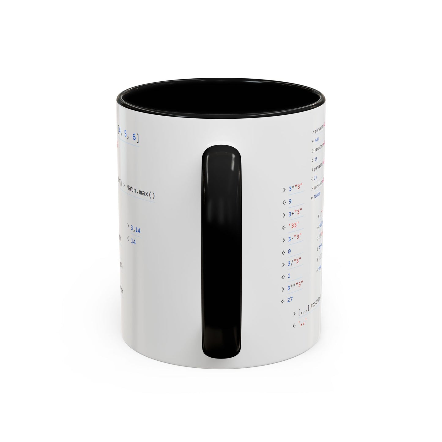 JavaScript weirdness mug for coders - two-color variant