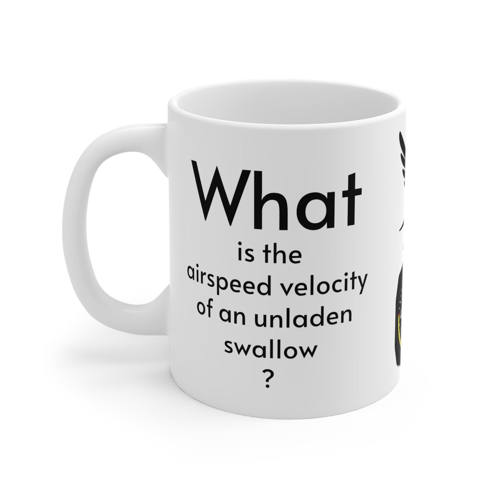 Mug 11oz Airspeed velocity of an unladen swallow Monty Python mug