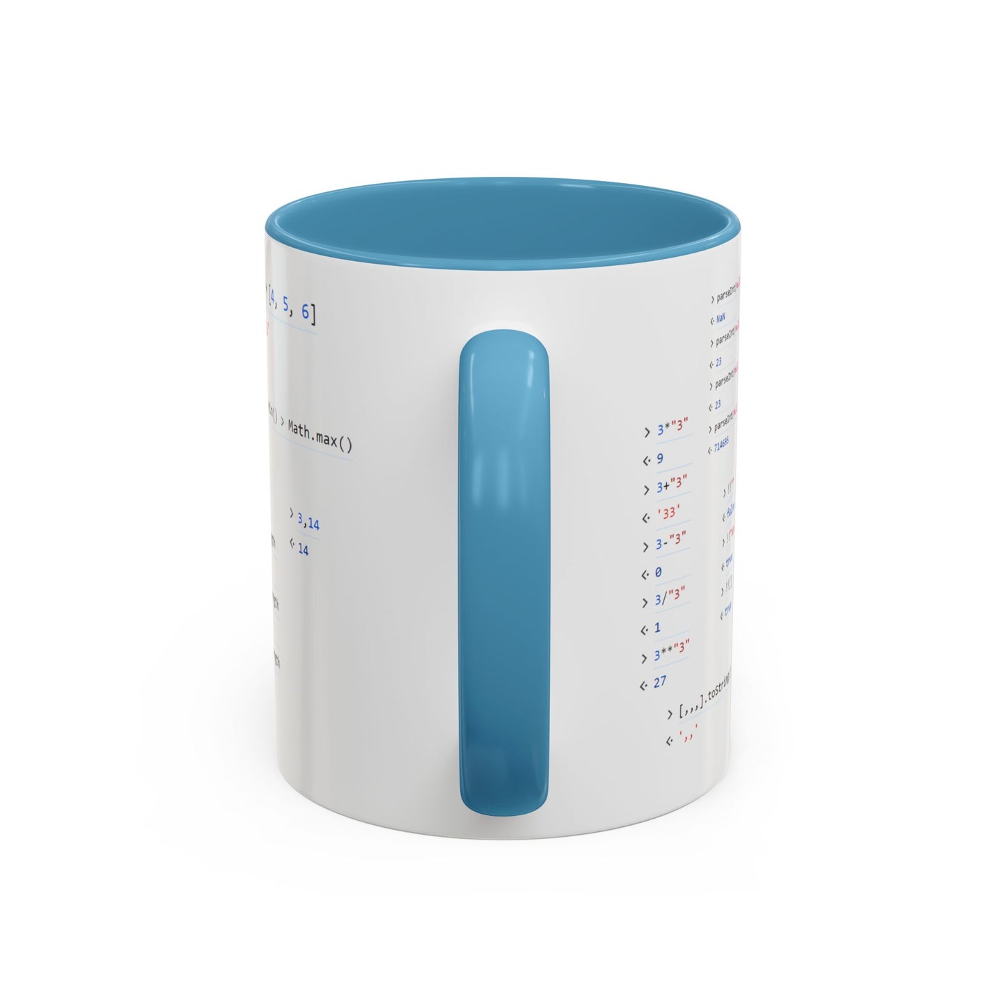 JavaScript weirdness mug for coders - two-color variant