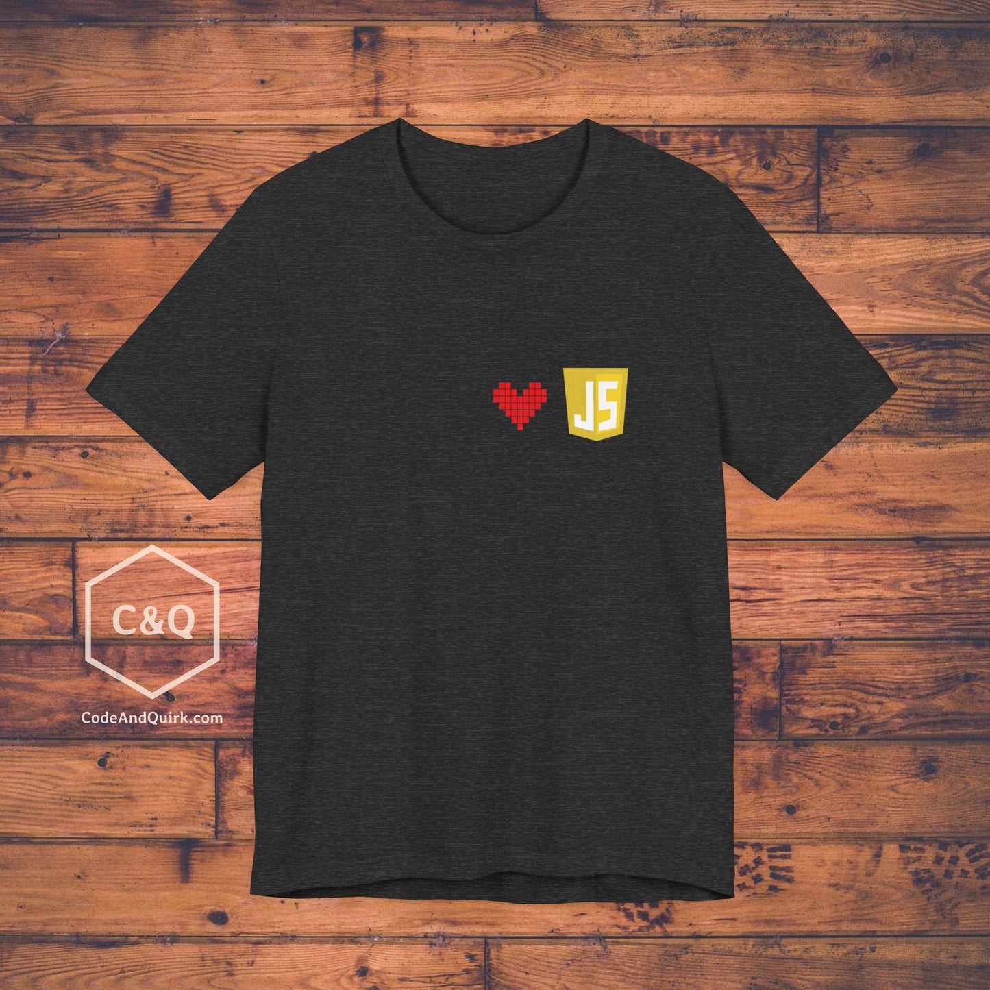 JavaScript Shield Logo and Heart understated programmer's T-Shirt