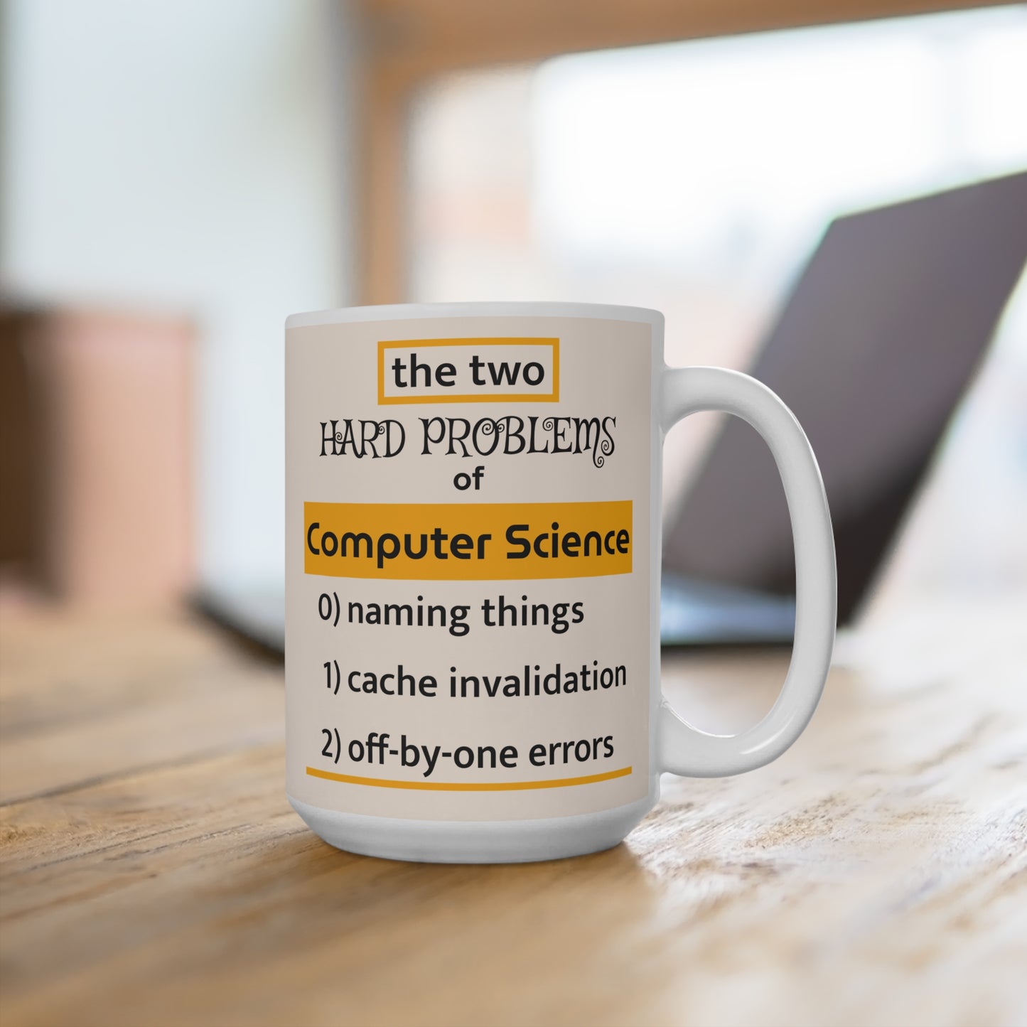 Two Hard Problems of Computer Science 11-15-20oz witty programmer's mug