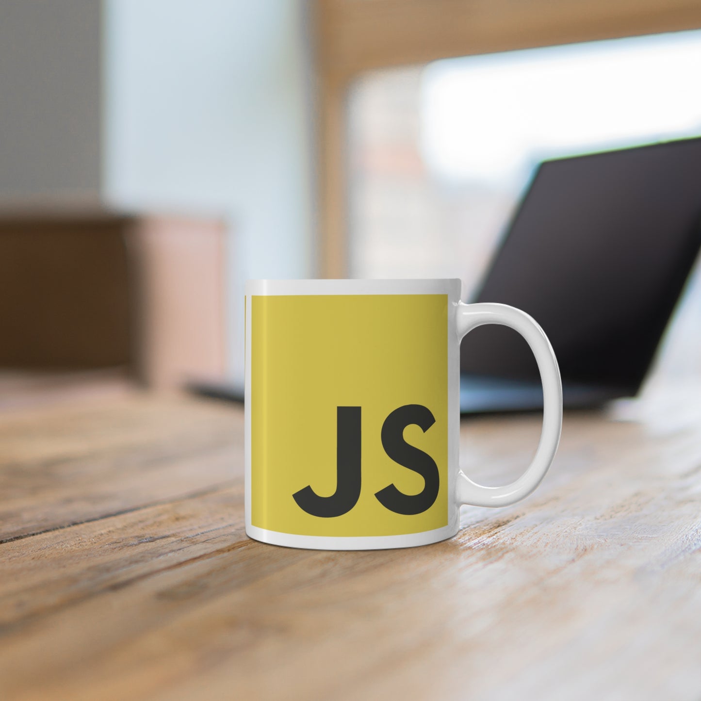 JavaScript logo mug for coders