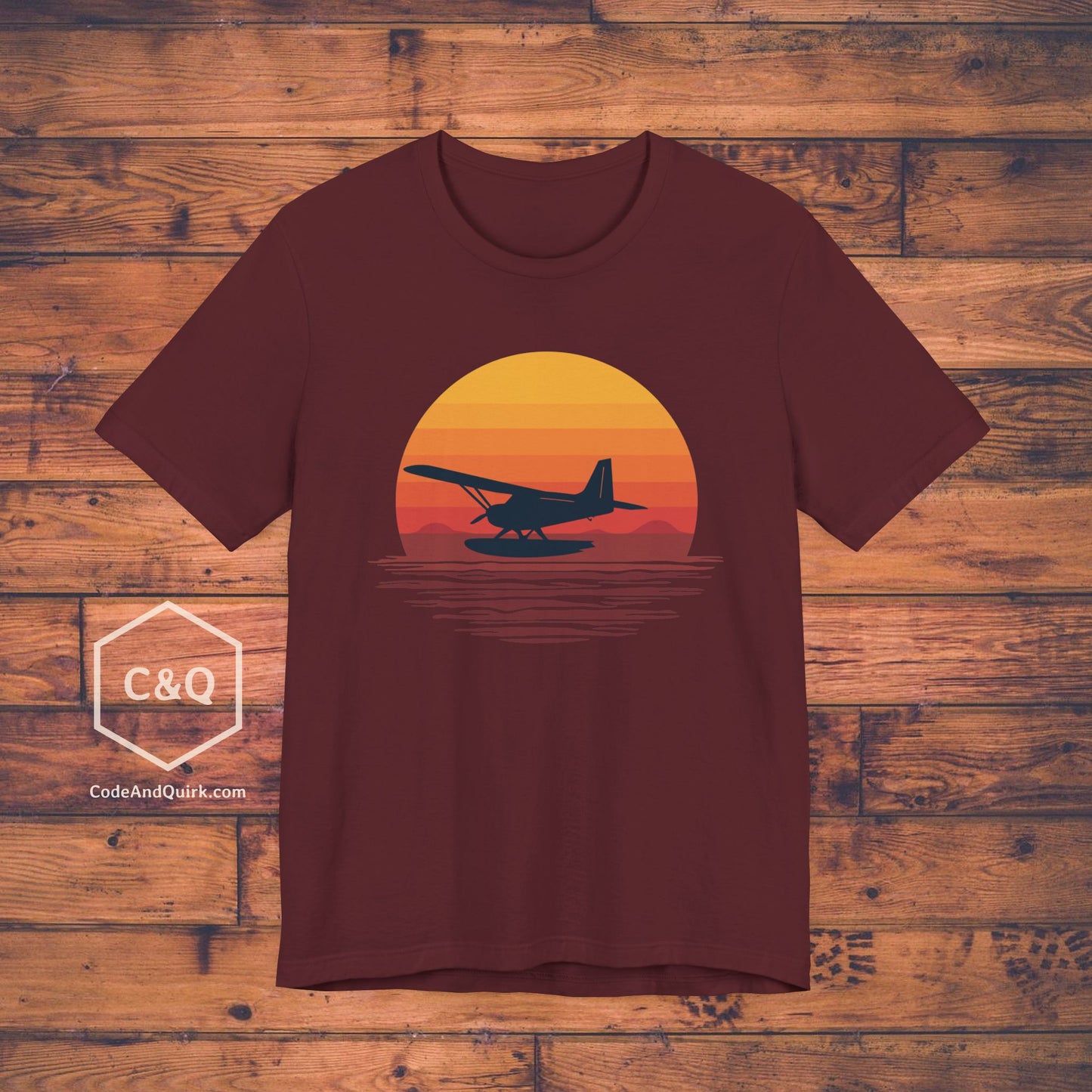 Seaplane landing at sunset - aviation fan's T-Shirt