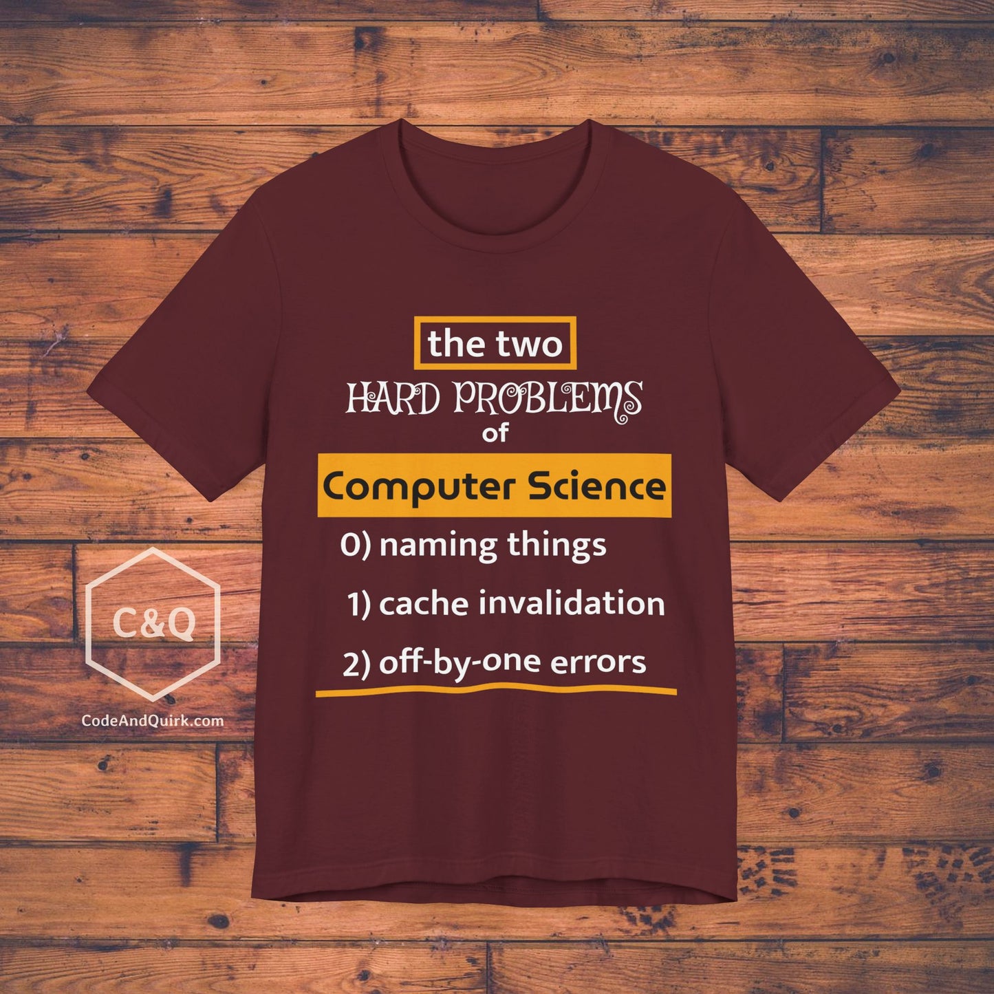 Two Hard Problems of Computer Science witty programmer's T-Shirt