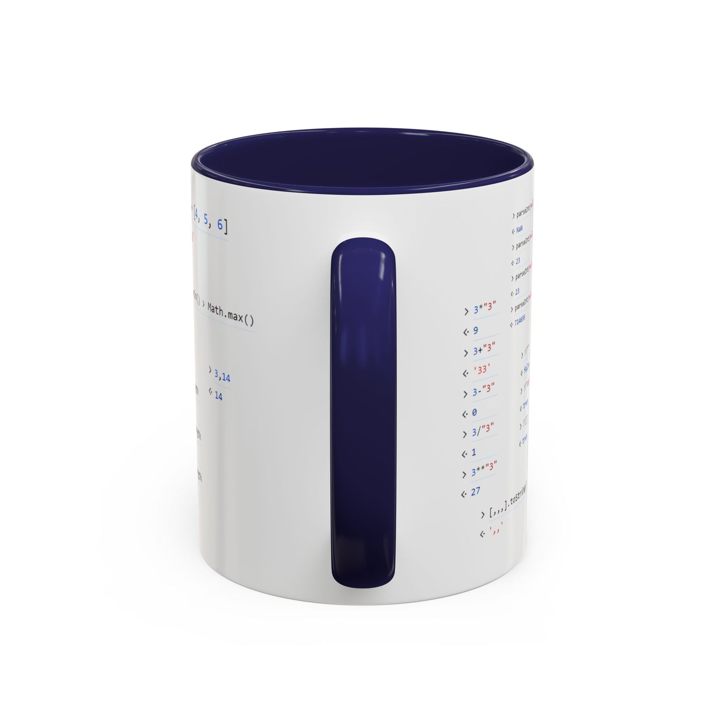 JavaScript weirdness mug for coders - two-color variant