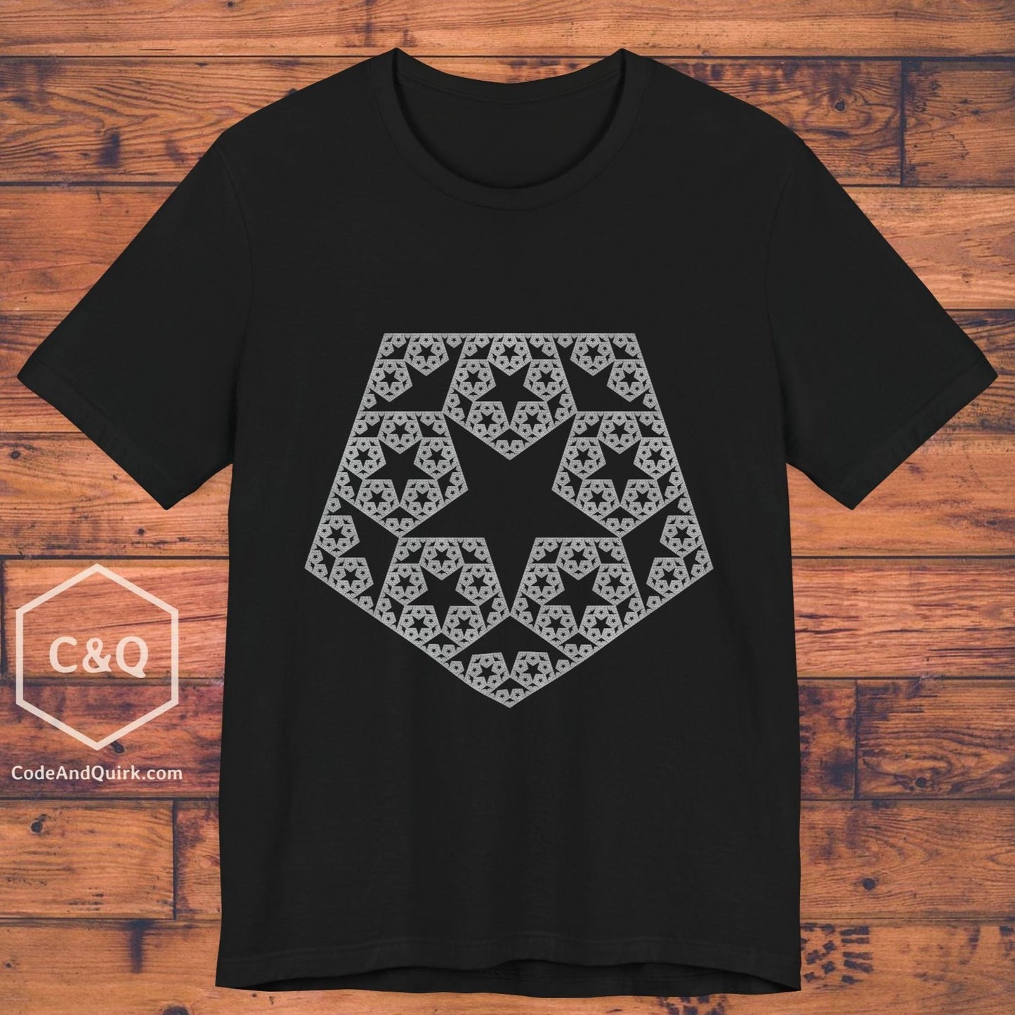 Fractal 5-point star pentagon pattern geeky T-shirt
