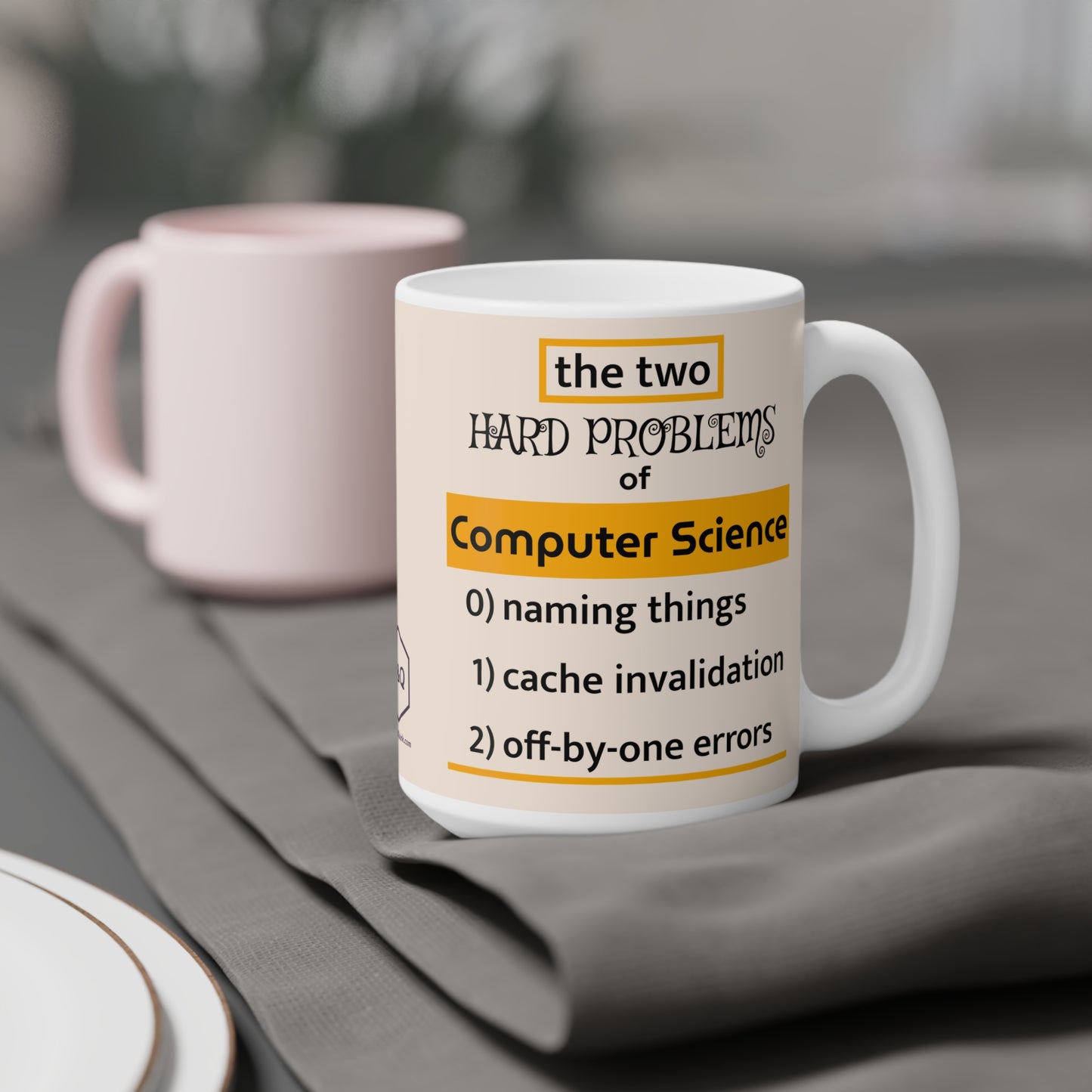 Two Hard Problems of Computer Science 11-15-20oz witty programmer's mug