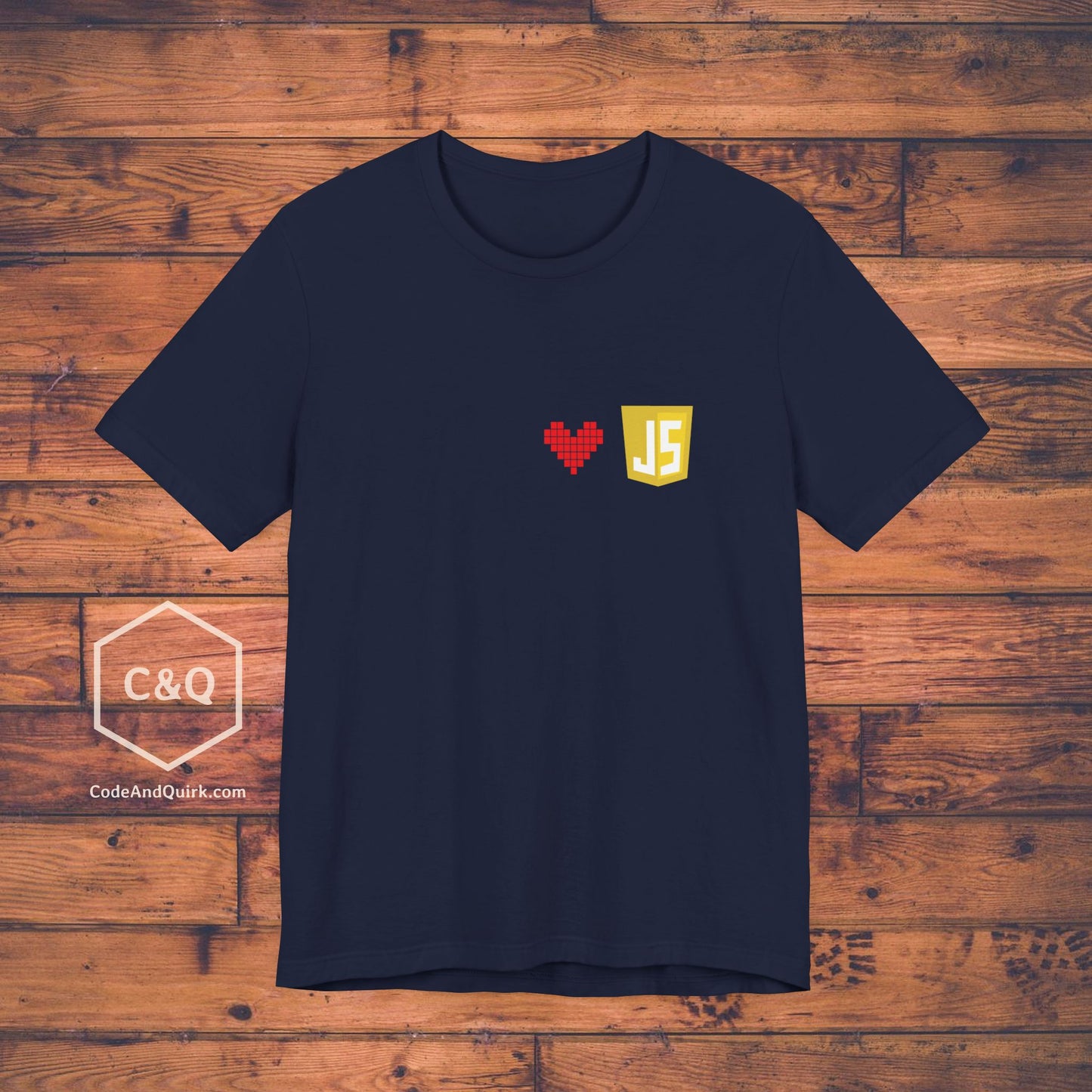 JavaScript Shield Logo and Heart understated programmer's T-Shirt