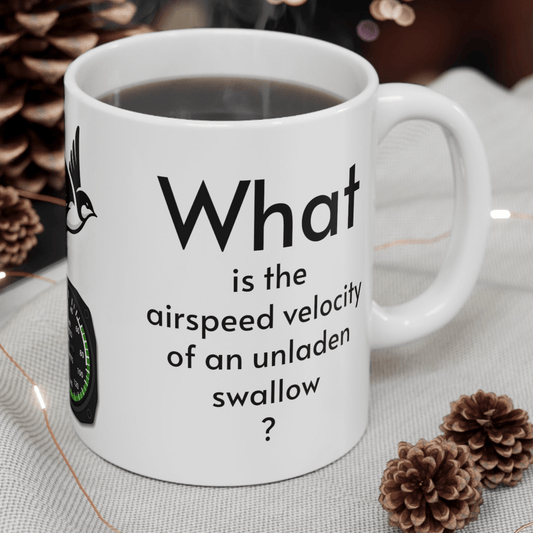 Mug 11oz Airspeed velocity of an unladen swallow Monty Python mug