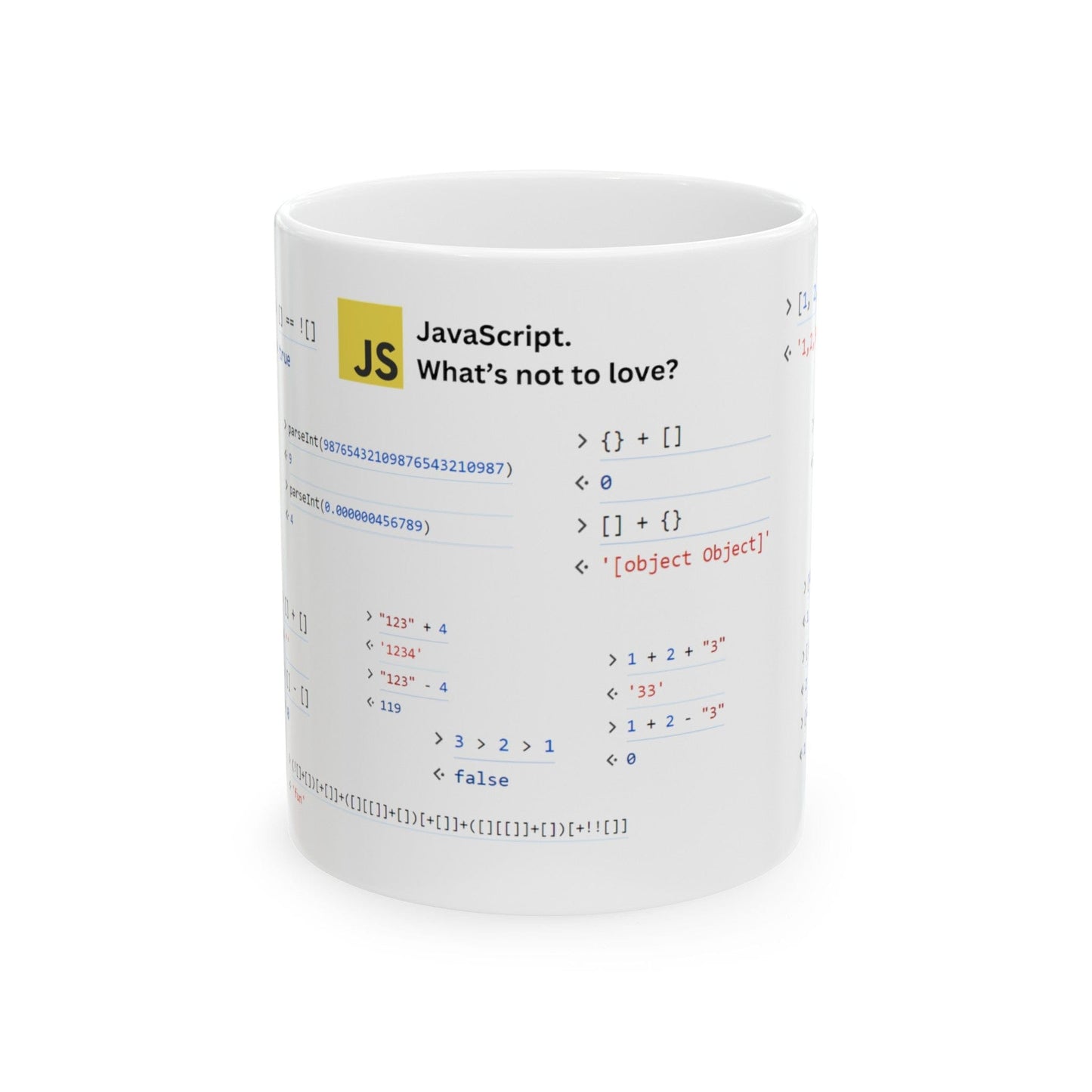 Mug 11oz JavaScript weirdness mug for coders