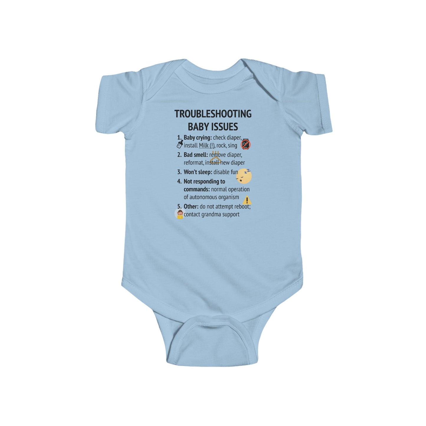 Baby Issue Troubleshooting Steps, Geeky Fine Jersey Baby Bodysuit
