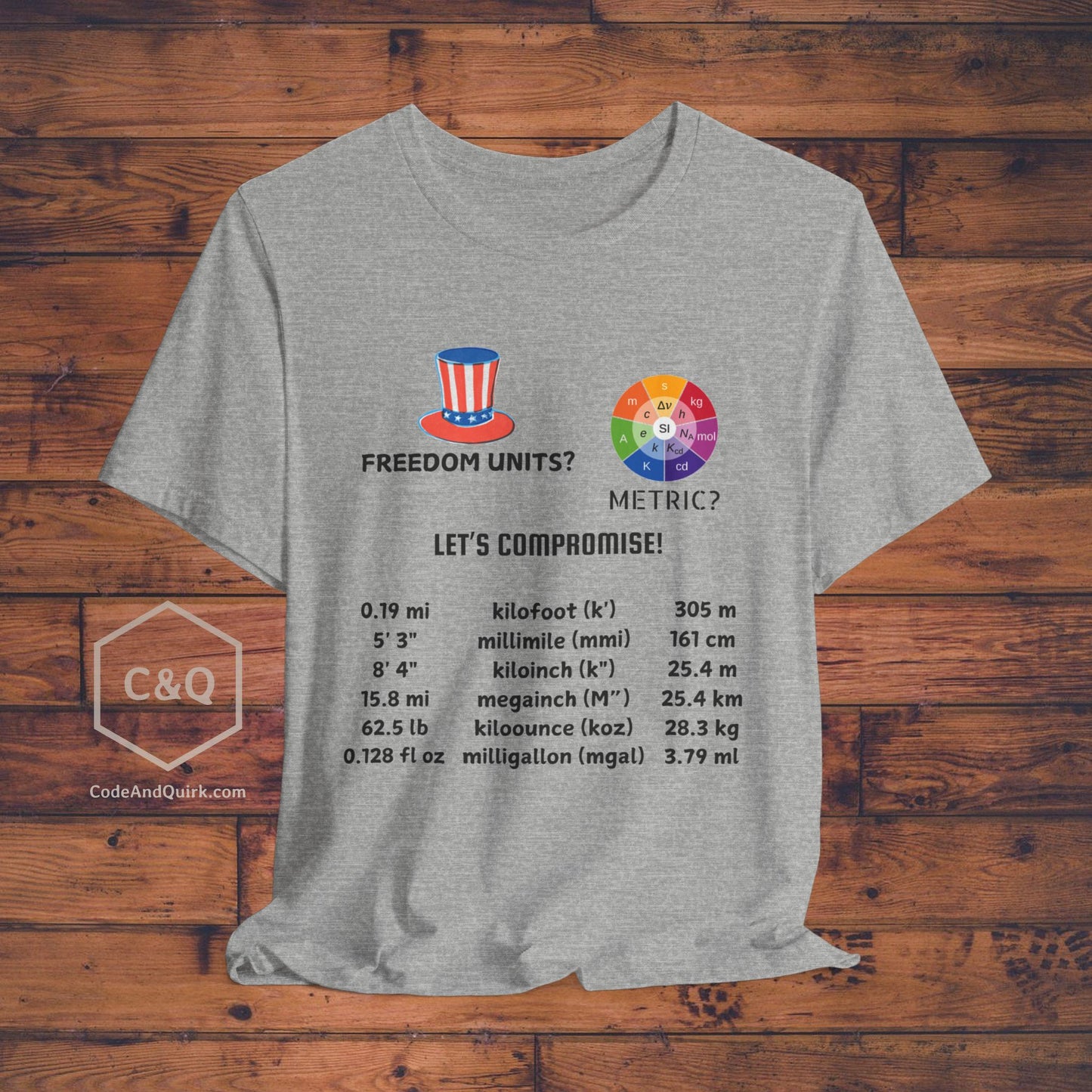 Compromise units geeky T-shirt - Freedom units or Metric units