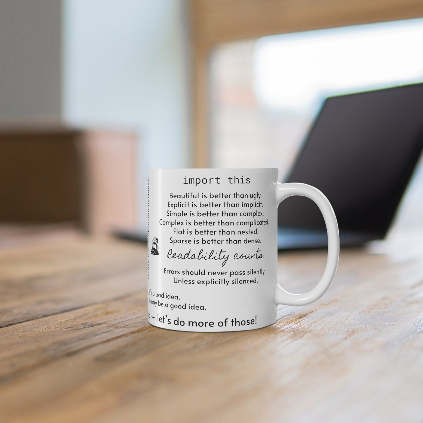 Mug 11oz Zen of Python (PEP20) mug for Python fans and developers