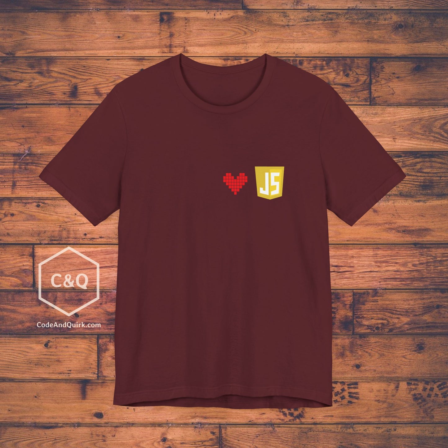 JavaScript Shield Logo and Heart understated programmer's T-Shirt