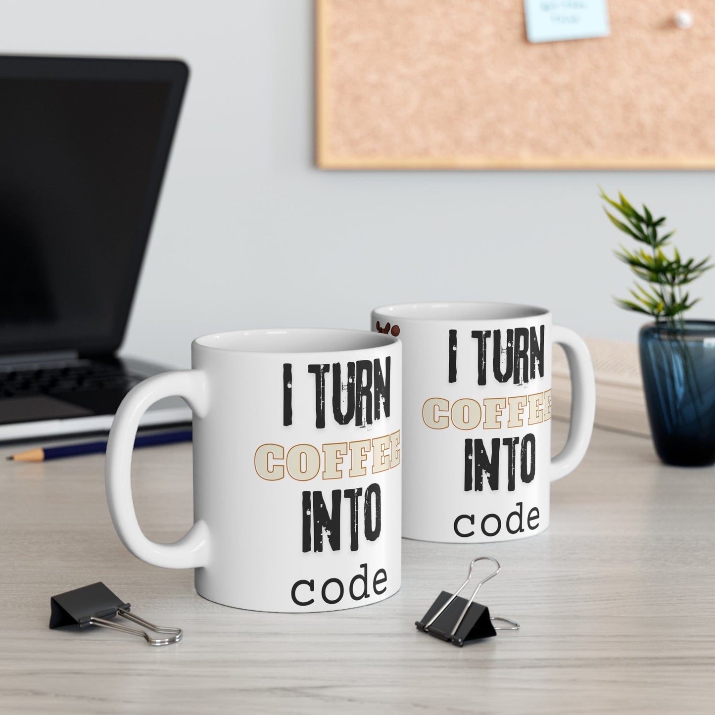 Mug 11oz Geeky mug for coders: I turn coffee into code