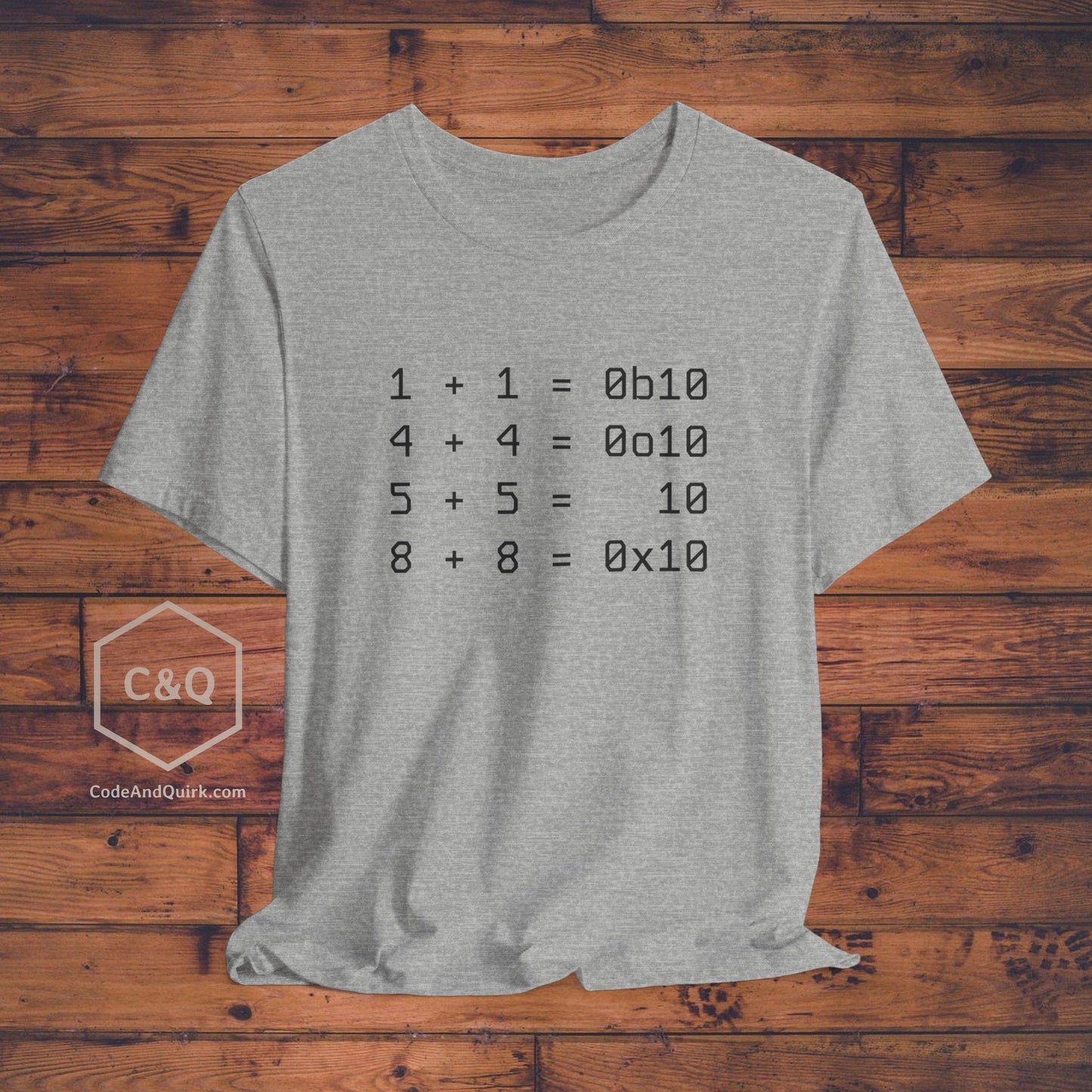 Geeky T-Shirt with binary, octal, decimal, hexadecimal additions