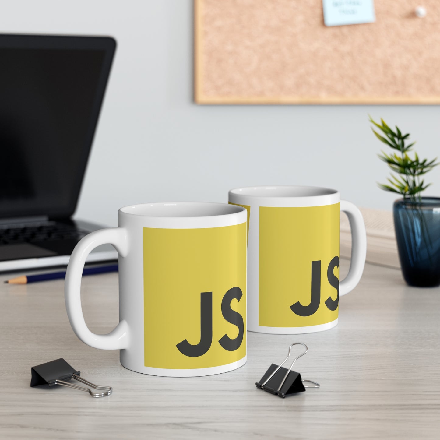 JavaScript logo mug for coders