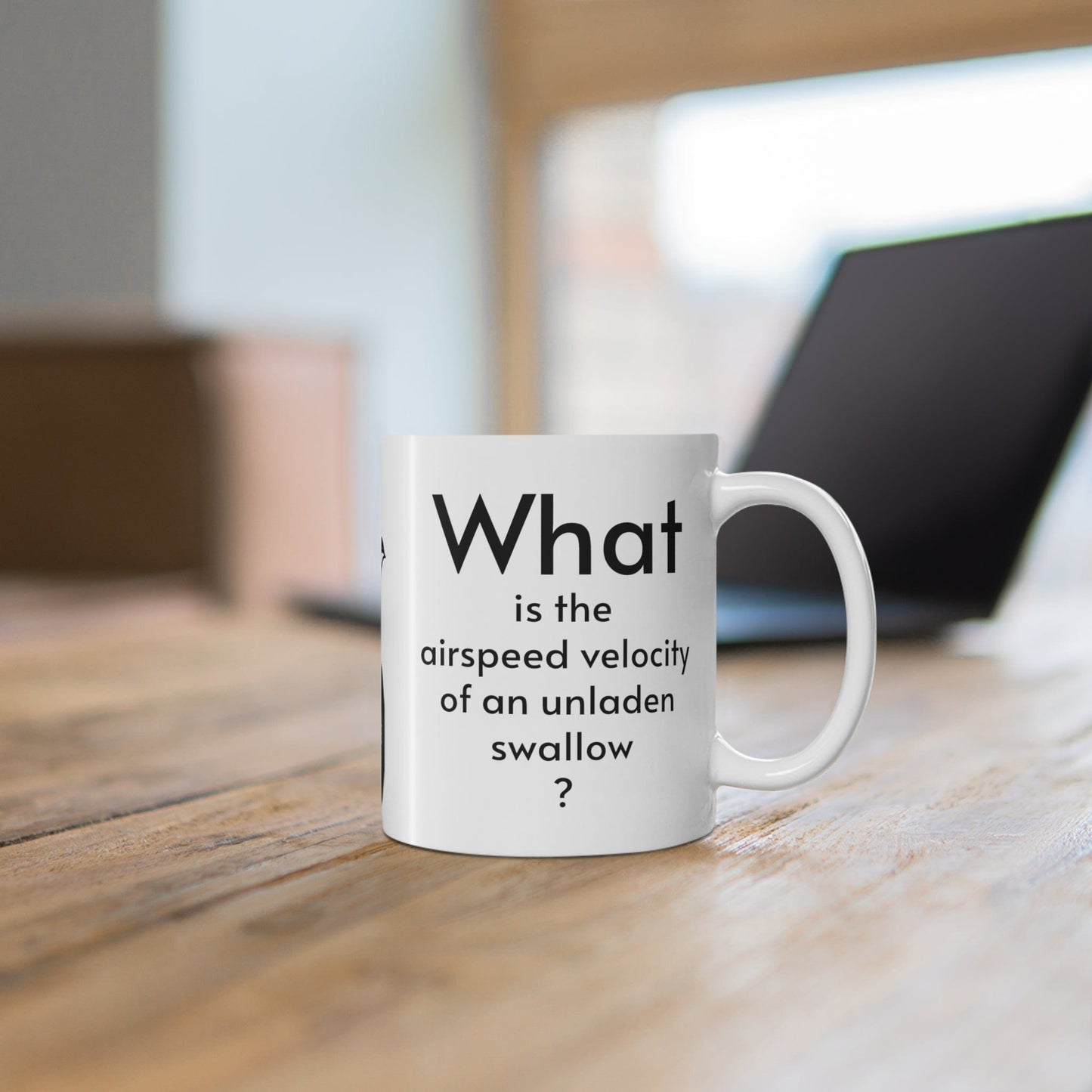 Mug 11oz Airspeed velocity of an unladen swallow Monty Python mug
