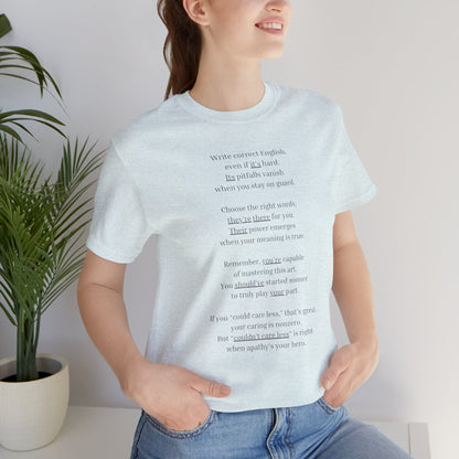 Correct English rhymed poem T-Shirt - Unisex Jersey Short Sleeve Tee