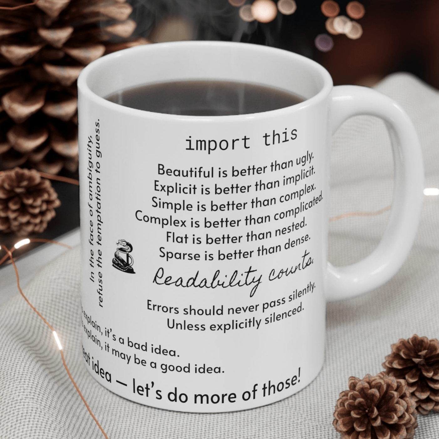 Mug 11oz Zen of Python (PEP20) mug for Python fans and developers