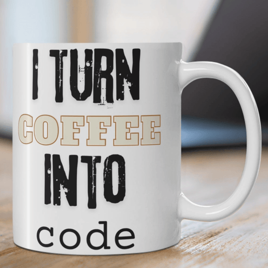 Mug 11oz Geeky mug for coders: I turn coffee into code