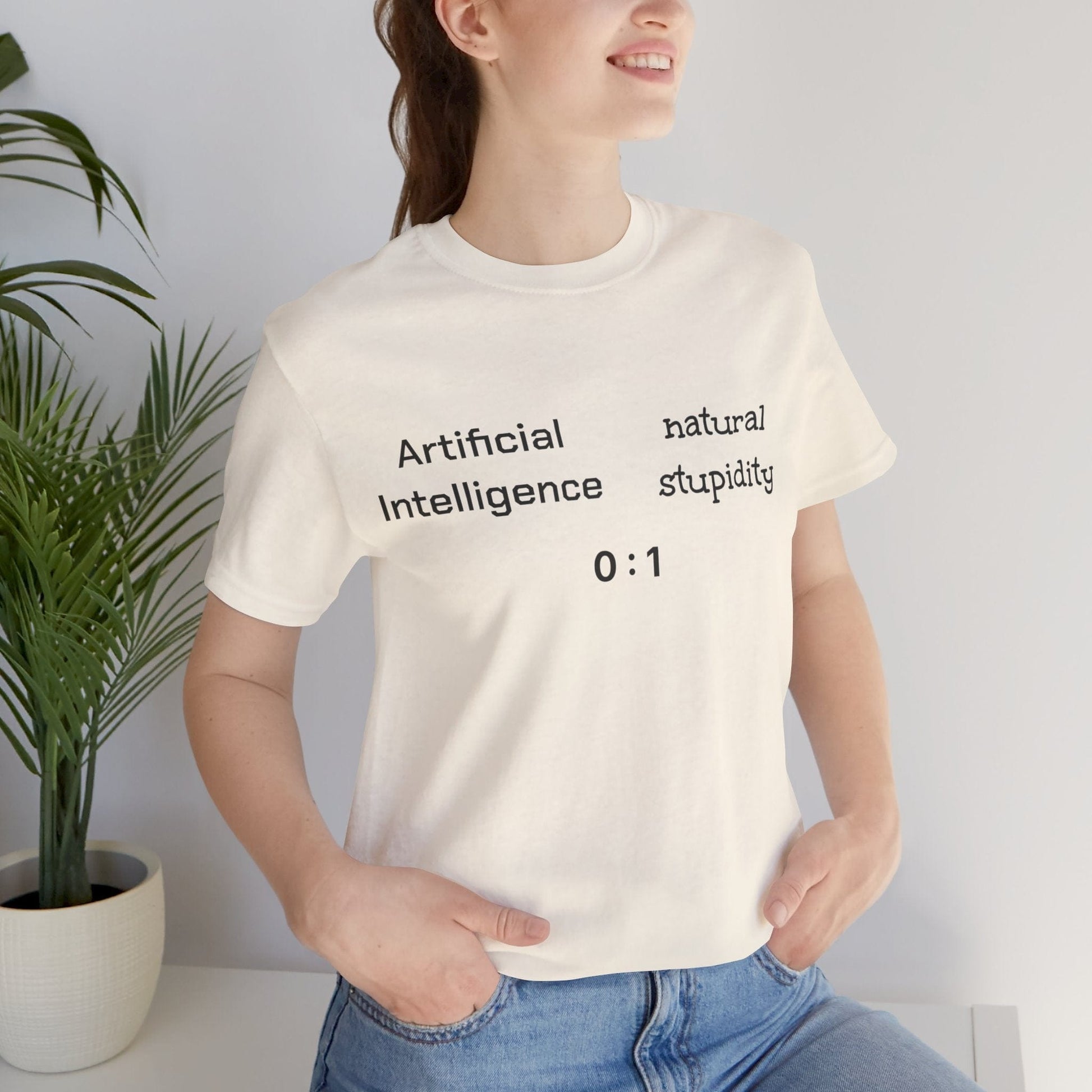 T-Shirt Artificial Intelligence vs Natural Stupidity T-Shirt, Unisex Jersey Short Sleeve Tee