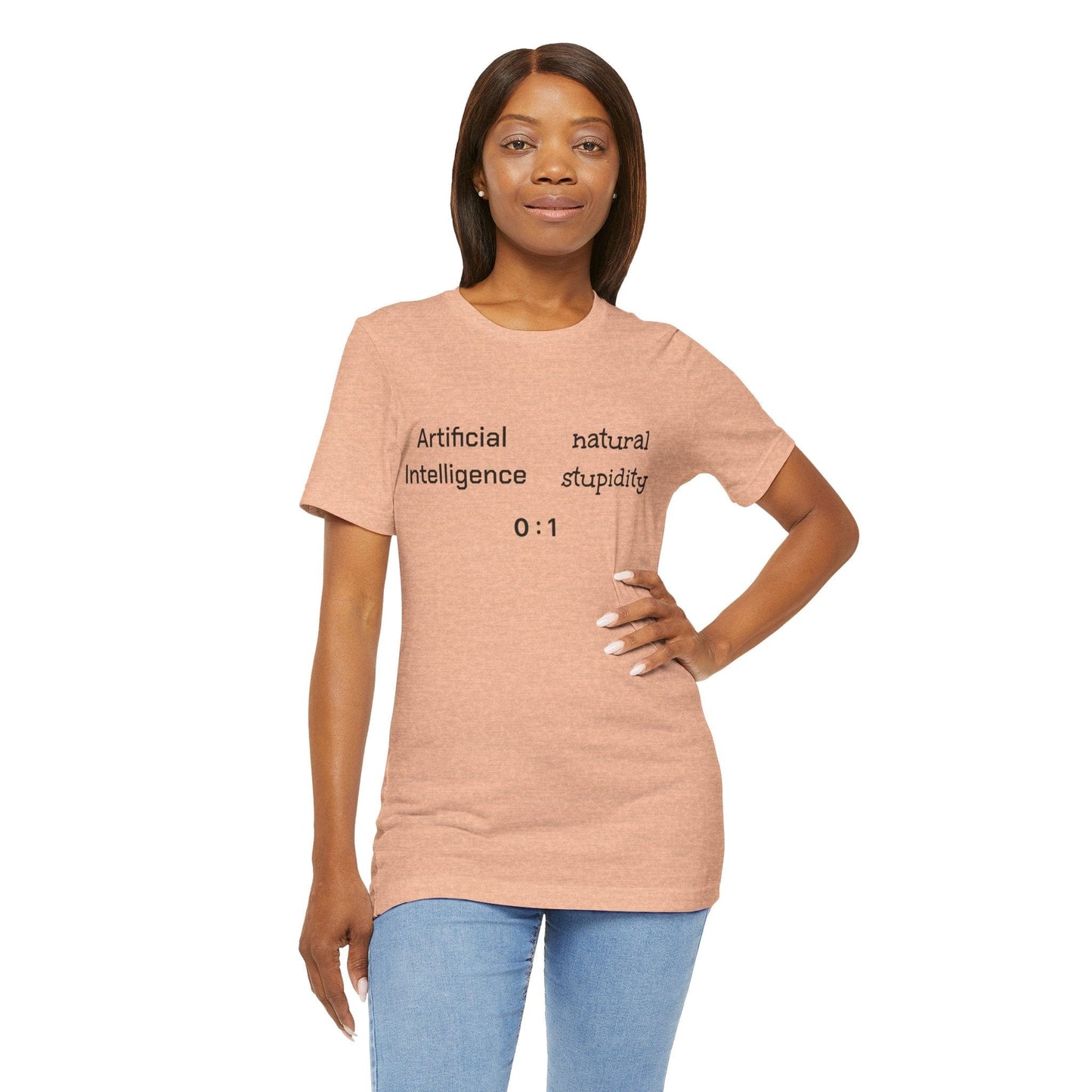 T-Shirt Heather Peach / S Artificial Intelligence vs Natural Stupidity T-Shirt, Unisex Jersey Short Sleeve Tee