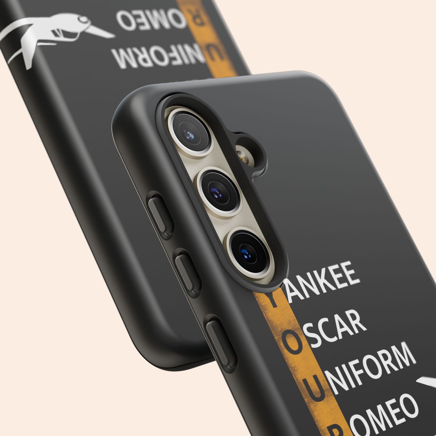 Personalized Tough Phone Case, NATO Phonetic Alphabet + plane