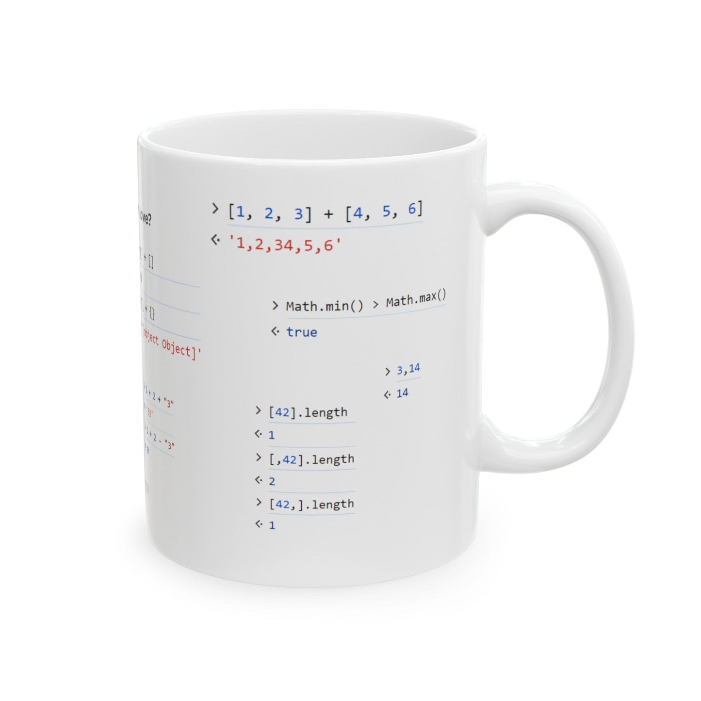 Mug 11oz JavaScript weirdness mug for coders