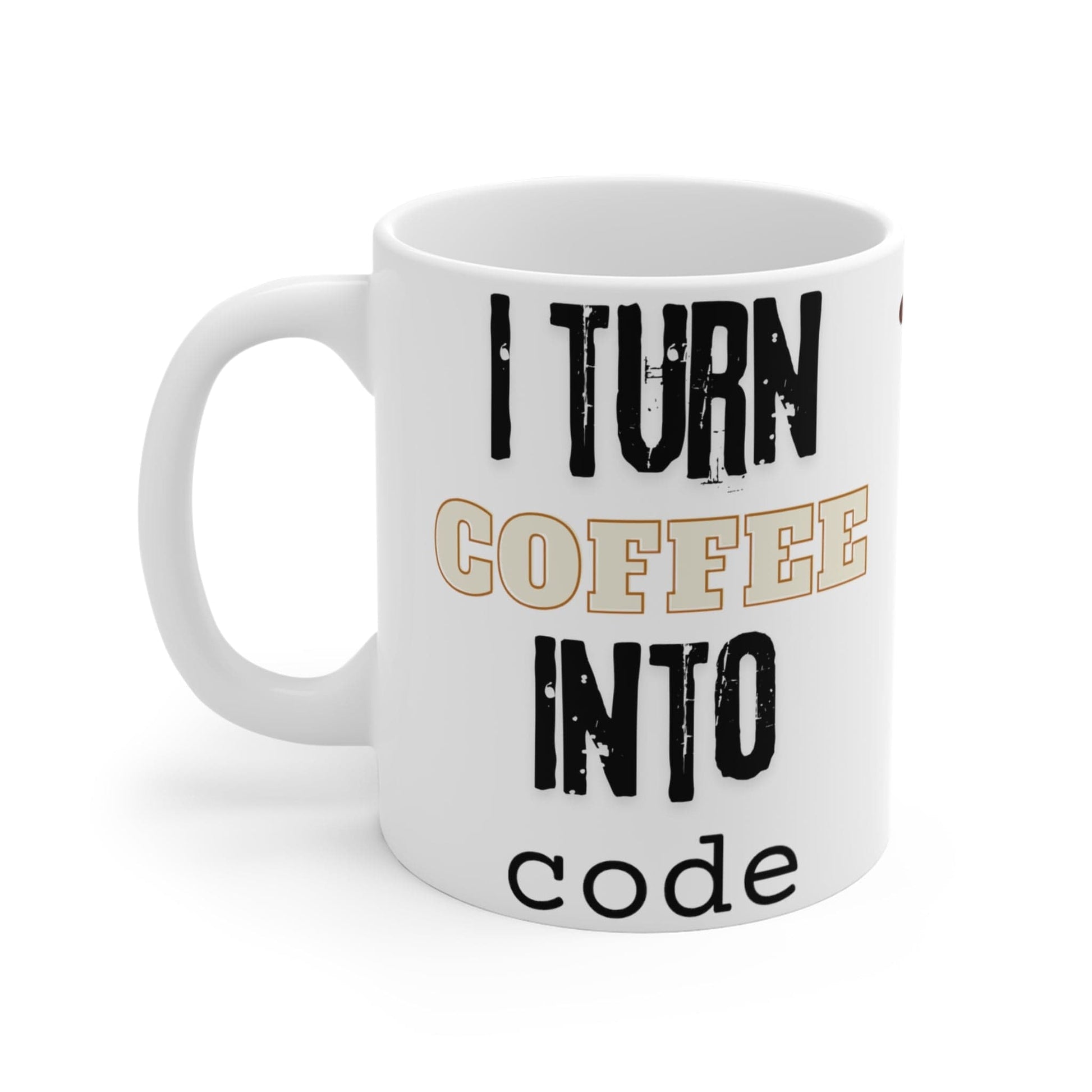 Mug 11oz Geeky mug for coders: I turn coffee into code