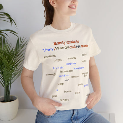 T-Shirt Natural / S Woody and Tinny Words Monty Python T-shirt, Unisex Jersey Short Sleeve Tee