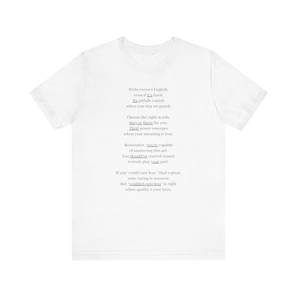 Correct English rhymed poem T-Shirt - Unisex Jersey Short Sleeve Tee