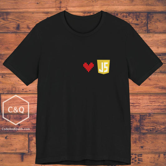 JavaScript Shield Logo and Heart understated programmer's T-Shirt