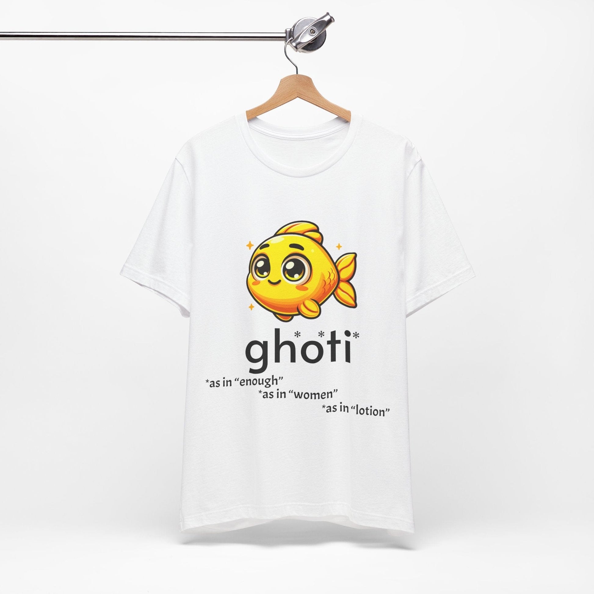 T-Shirt Fish/Ghoti English Pronunciation Joke T-Shirt for language geeks, Unisex Jersey Short Sleeve Tee