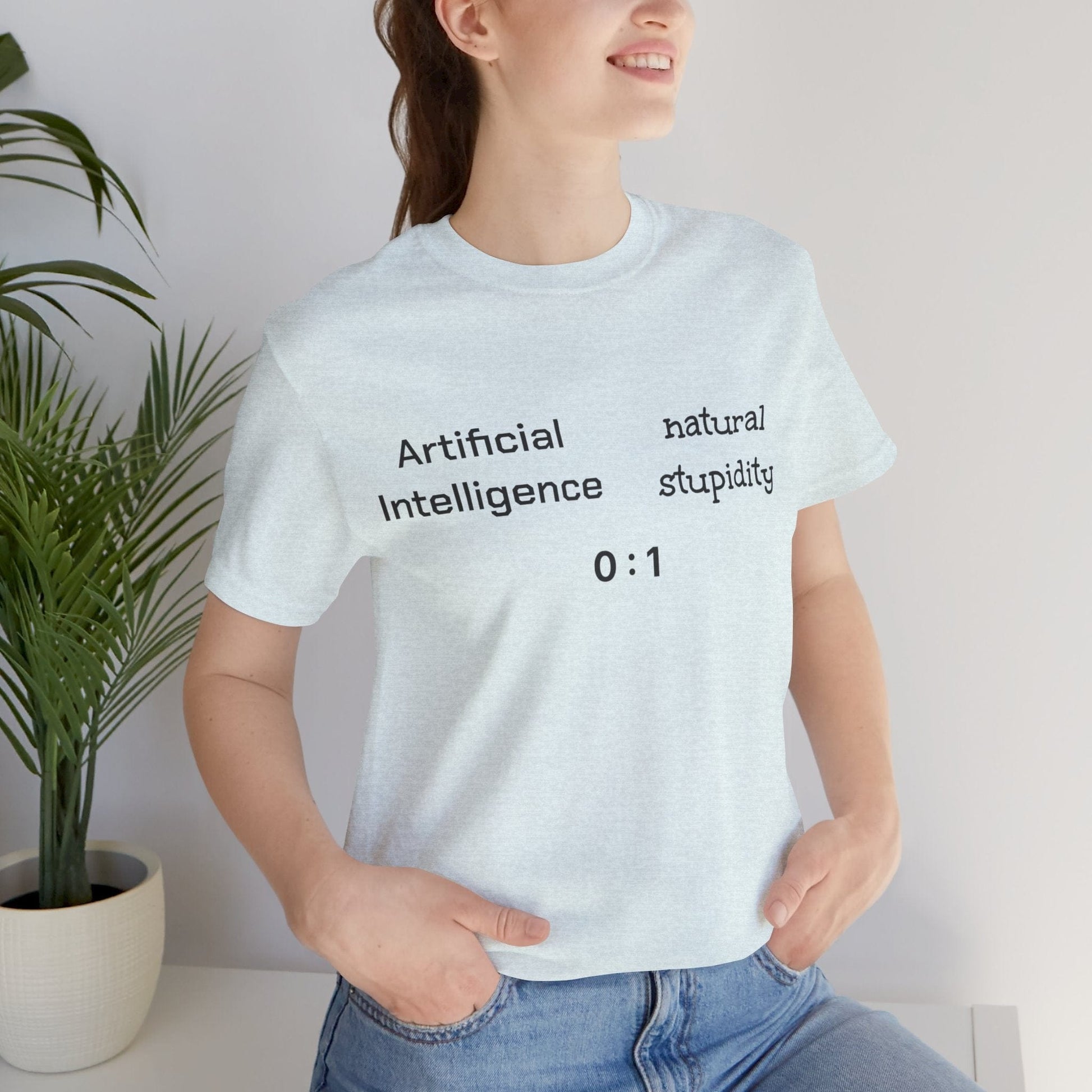 T-Shirt Artificial Intelligence vs Natural Stupidity T-Shirt, Unisex Jersey Short Sleeve Tee