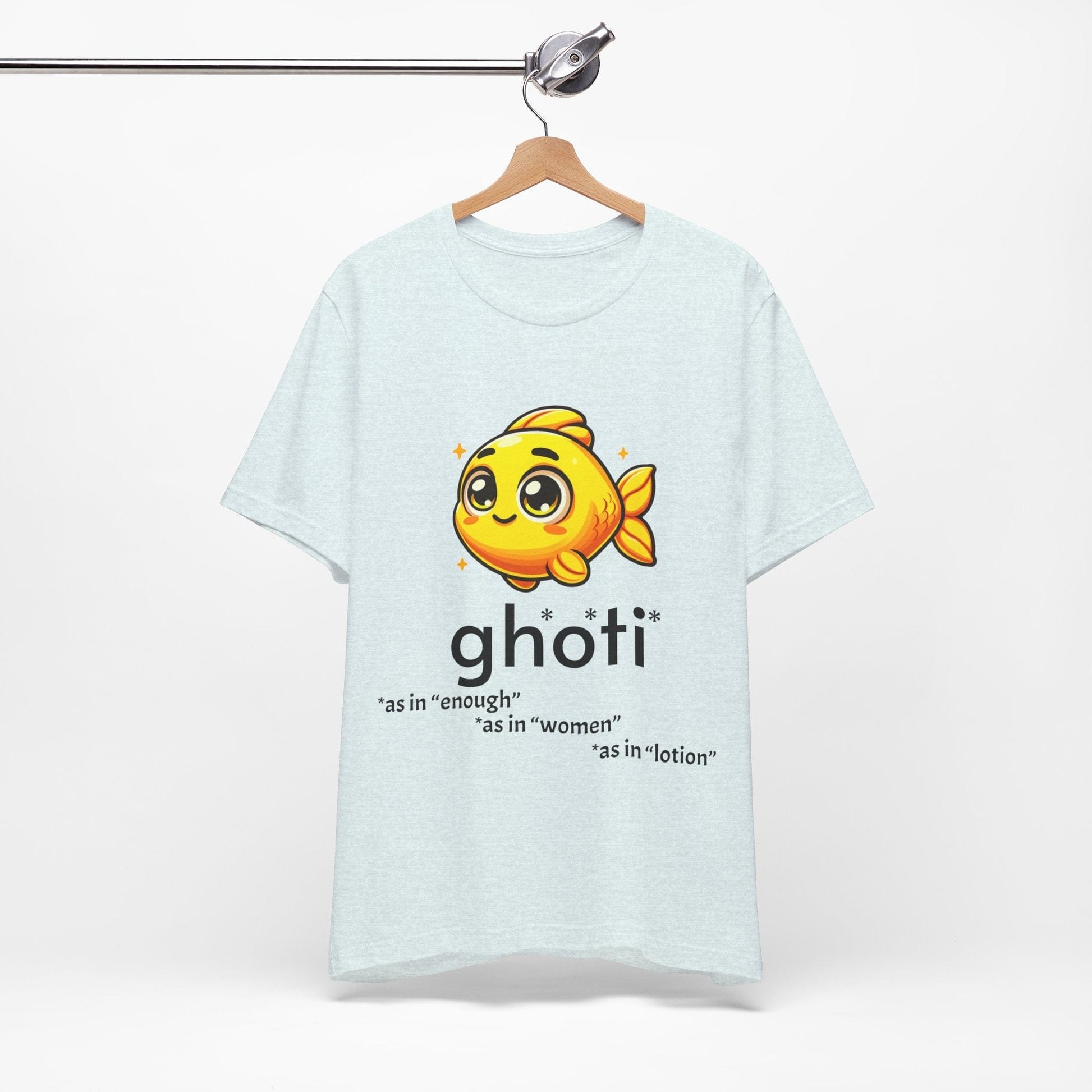 T-Shirt Fish/Ghoti English Pronunciation Joke T-Shirt for language geeks, Unisex Jersey Short Sleeve Tee