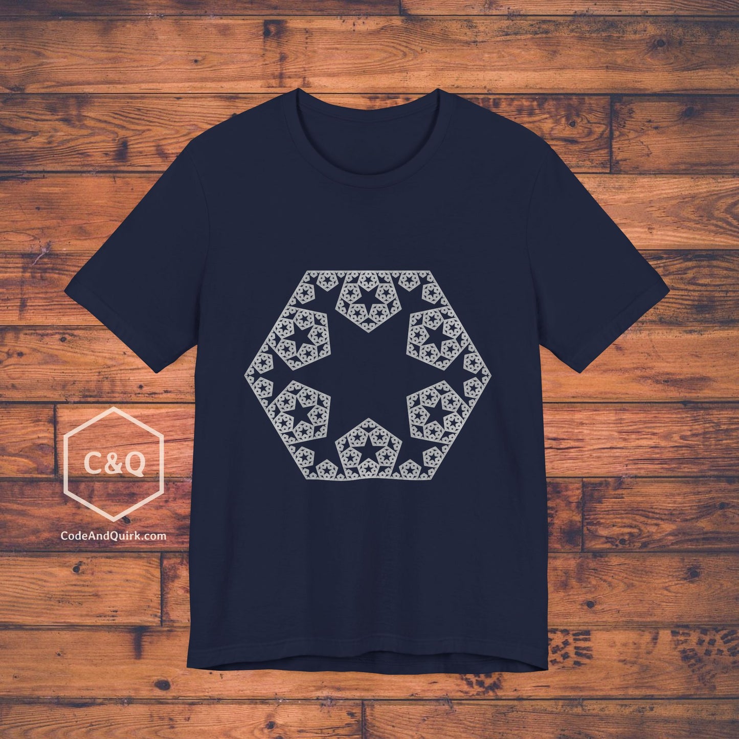 Fractal 6-point star hexagon pattern geeky T-shirt