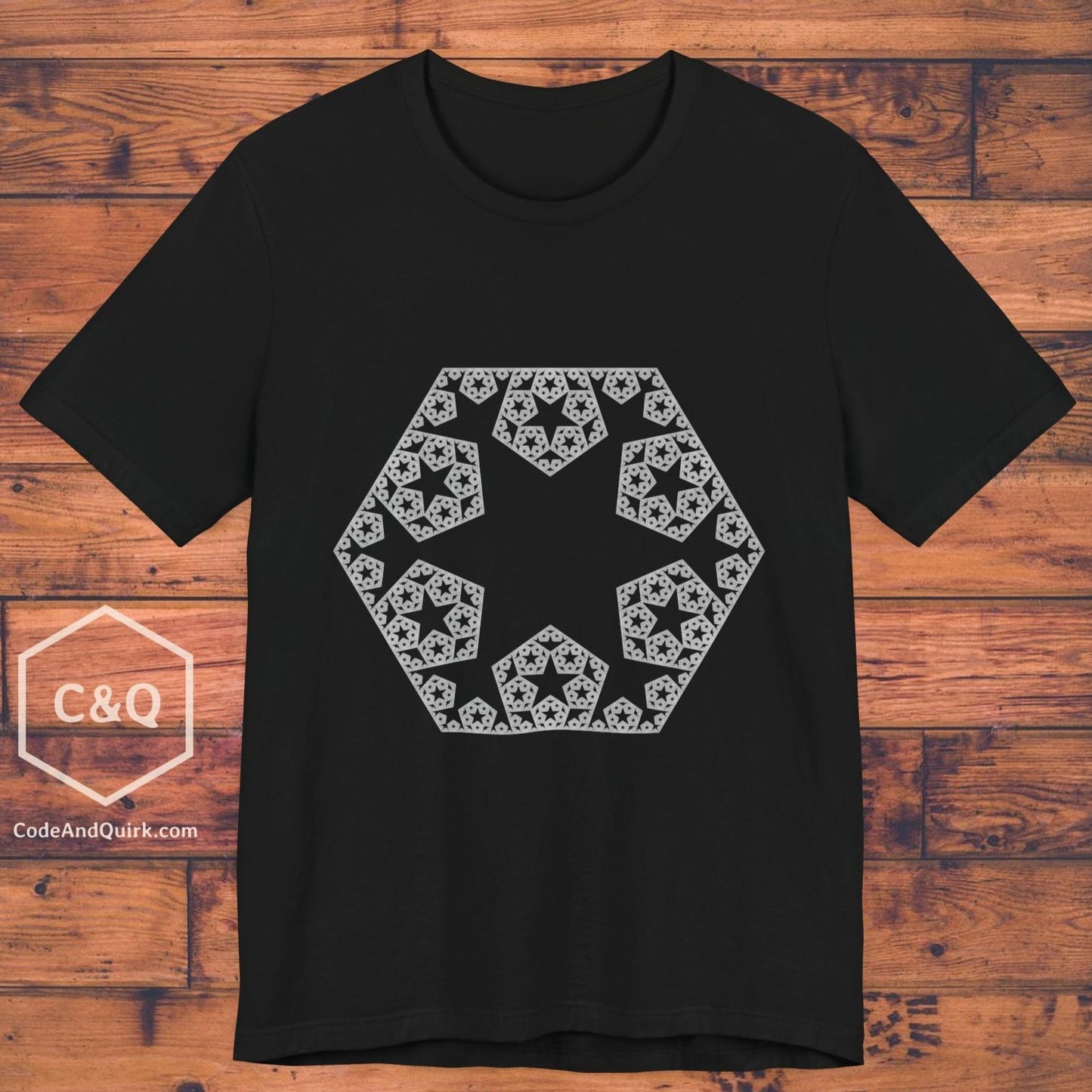 Fractal 6-point star hexagon pattern geeky T-shirt