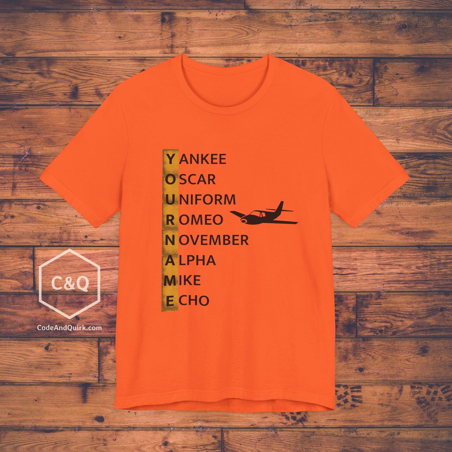 Your Name in NATO Phonetic Alphabet Personalized Aviation Geek's T-Shirt