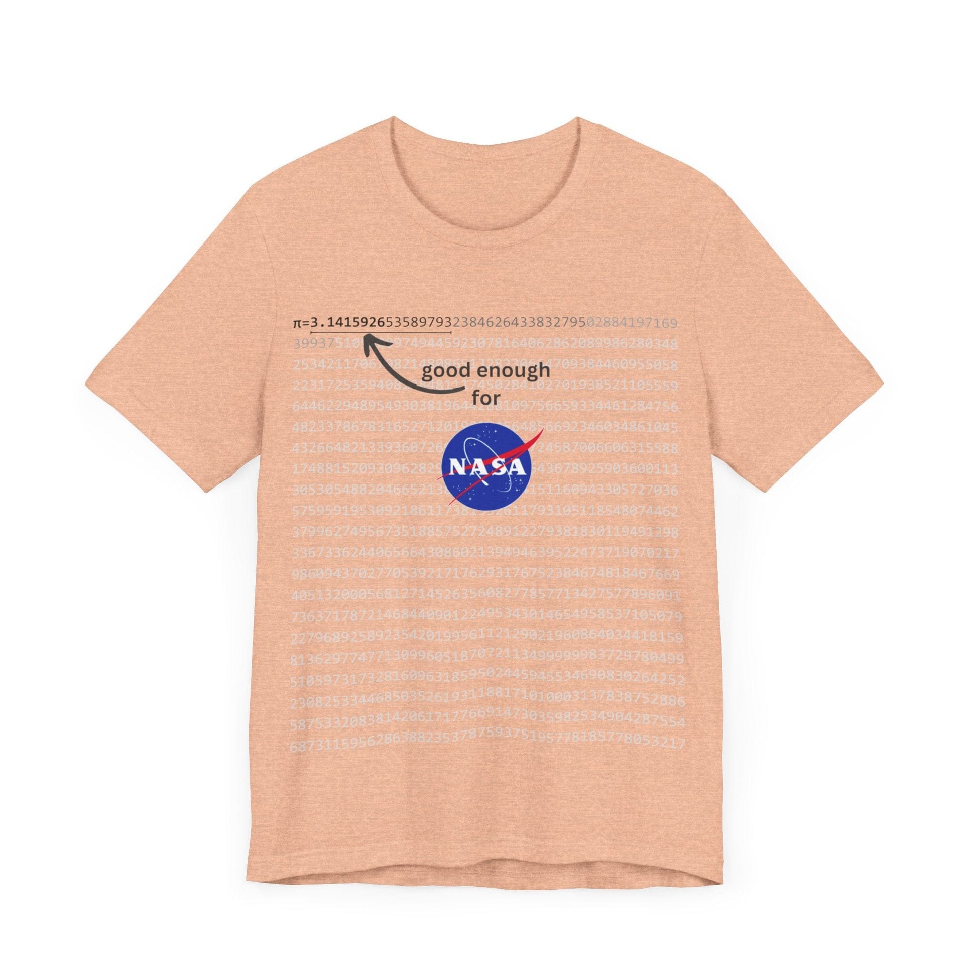 T-Shirt Pi shirt for math and space geeks with enough digits of Pi for NASA - Unisex Jersey Short Sleeve Tee