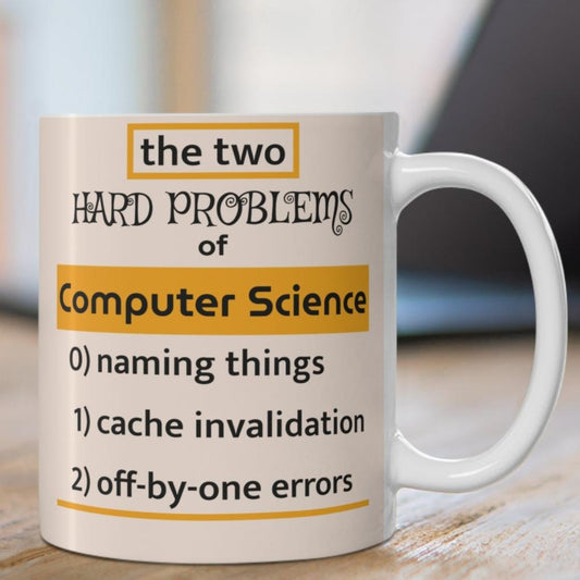 Two Hard Problems of Computer Science witty programmer's mug