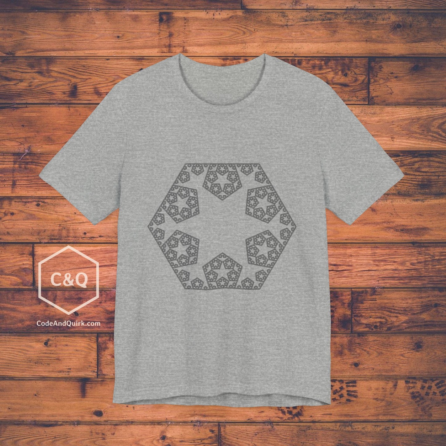 Fractal 6-point star hexagon pattern geeky T-shirt