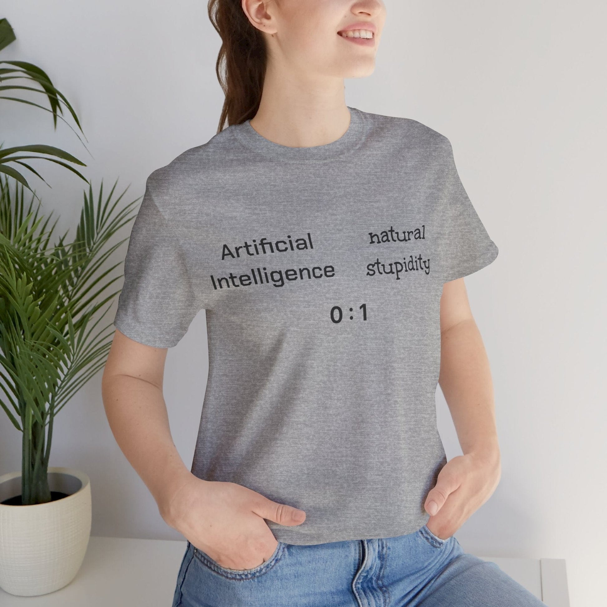 T-Shirt Artificial Intelligence vs Natural Stupidity T-Shirt, Unisex Jersey Short Sleeve Tee