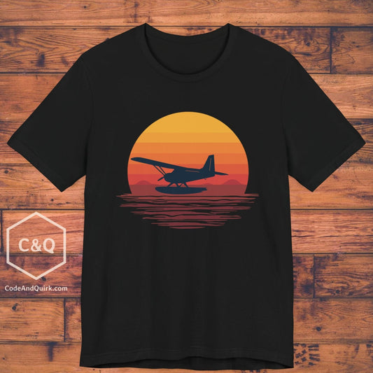 Seaplane landing at sunset - aviation fan's T-Shirt